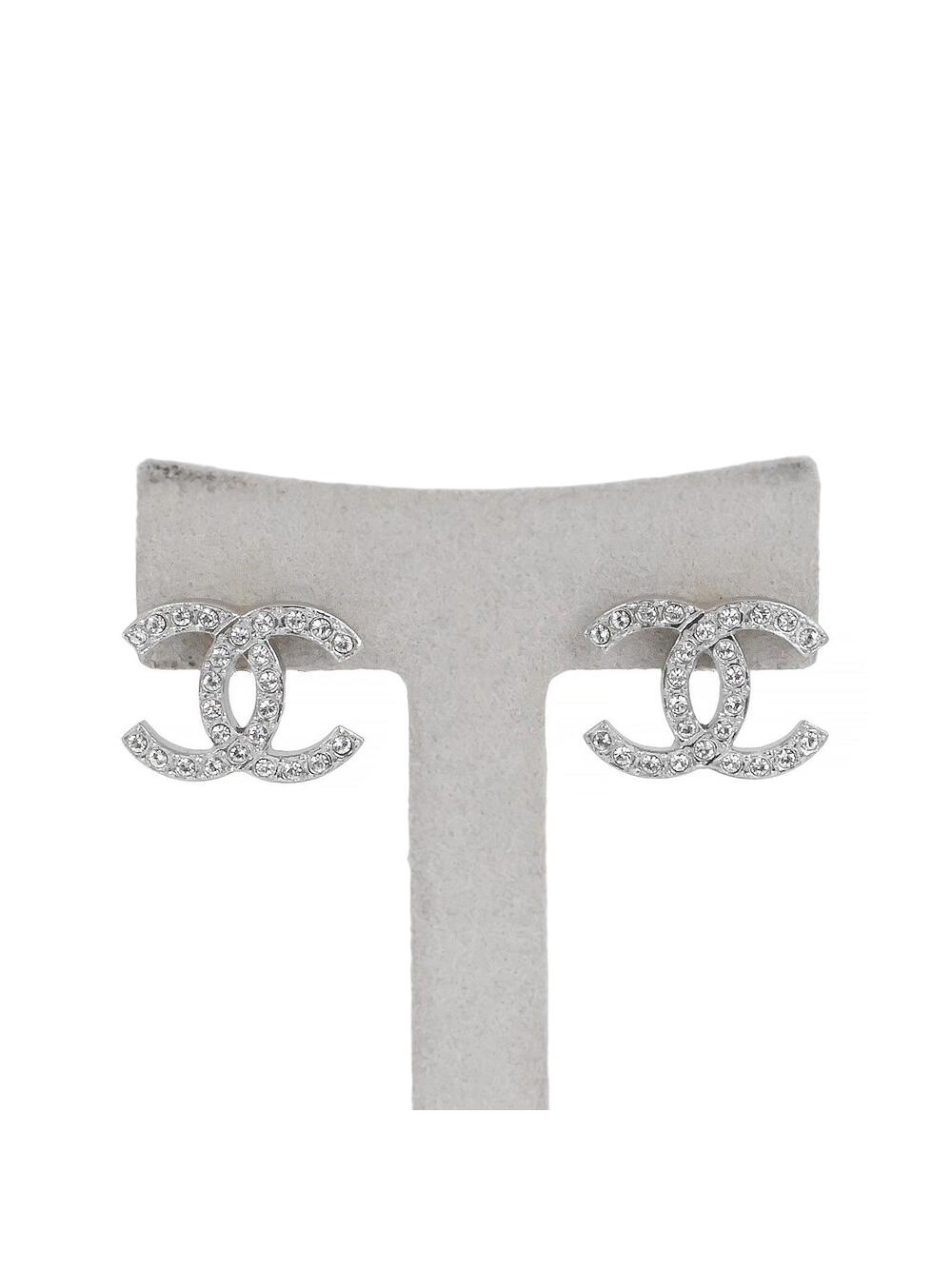 Chanel Silver Cc Logo Classic Earrings #358731C61B